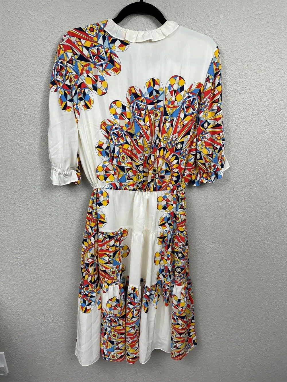 Tory Burch Arabella Psychedelic Silk Dress Geometric Boho Sz L